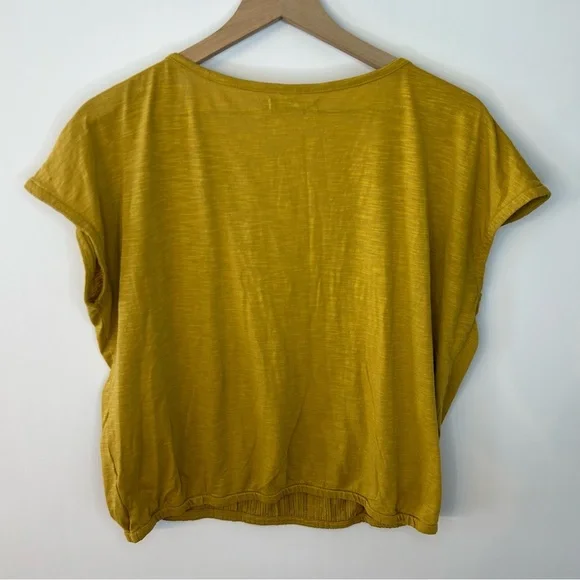 Prana Women's Ocupas Popover in Canella, Size M, Gold Top with Pleats, Boho - Picture 6 of 7